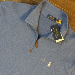 Polo Ralph Lauren Men's Quarter Zip Pullover Cotton Sweater XXL Blue New $125